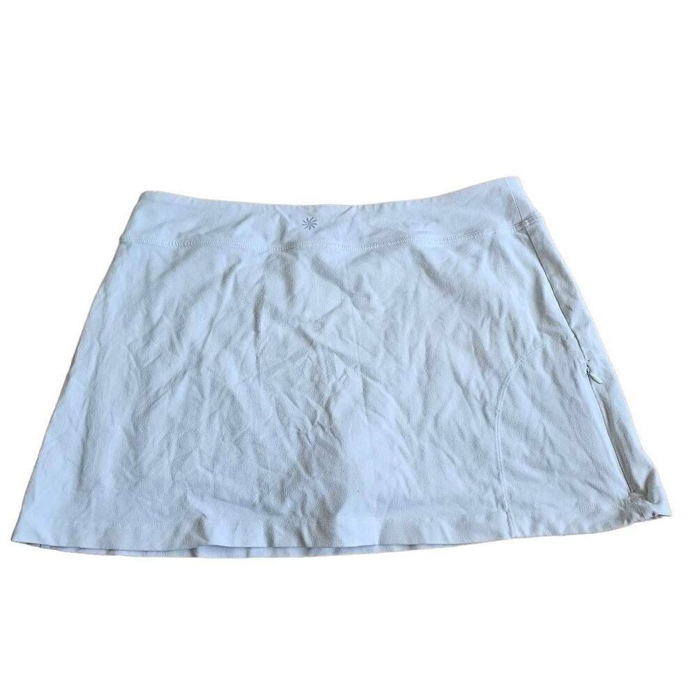 Athleta women's Sz XL white active skirt with inside shorts side zip pocket